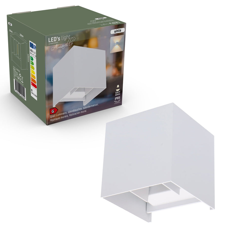 3 pack - LED's Light Kubus LED Wandlamp buiten - 2 lichts - IP65 Waterdicht - Warm wit licht - Wit Wandlampen LED.nl