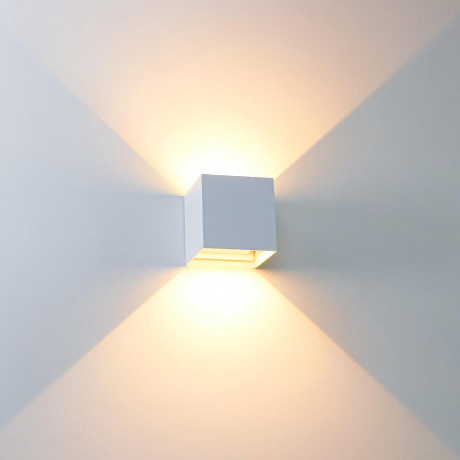 3 pack - LED's Light Kubus LED Wandlamp buiten - 2 lichts - IP65 Waterdicht - Warm wit licht - Wit Wandlampen LED.nl