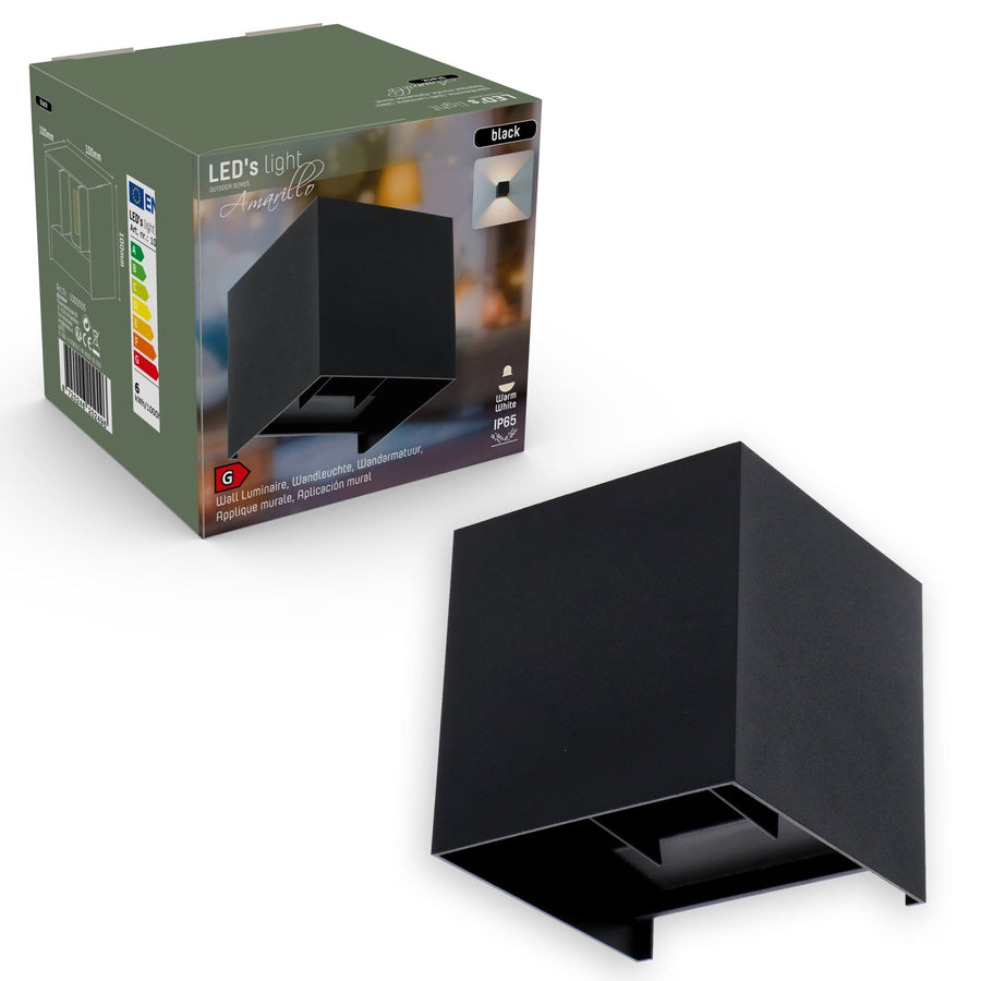 3 pack - LED's Light Kubus LED Wandlamp voor buiten - 2 lichts - IP65 Waterdicht - Warm wit licht - Zwart Wandlampen LED.nl