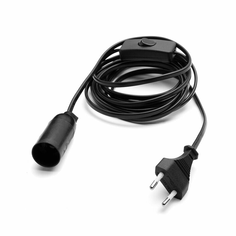 Lamp fitting E14 with switch - 3.5 meter cord with plug - Black hanging lamp - LED.nl