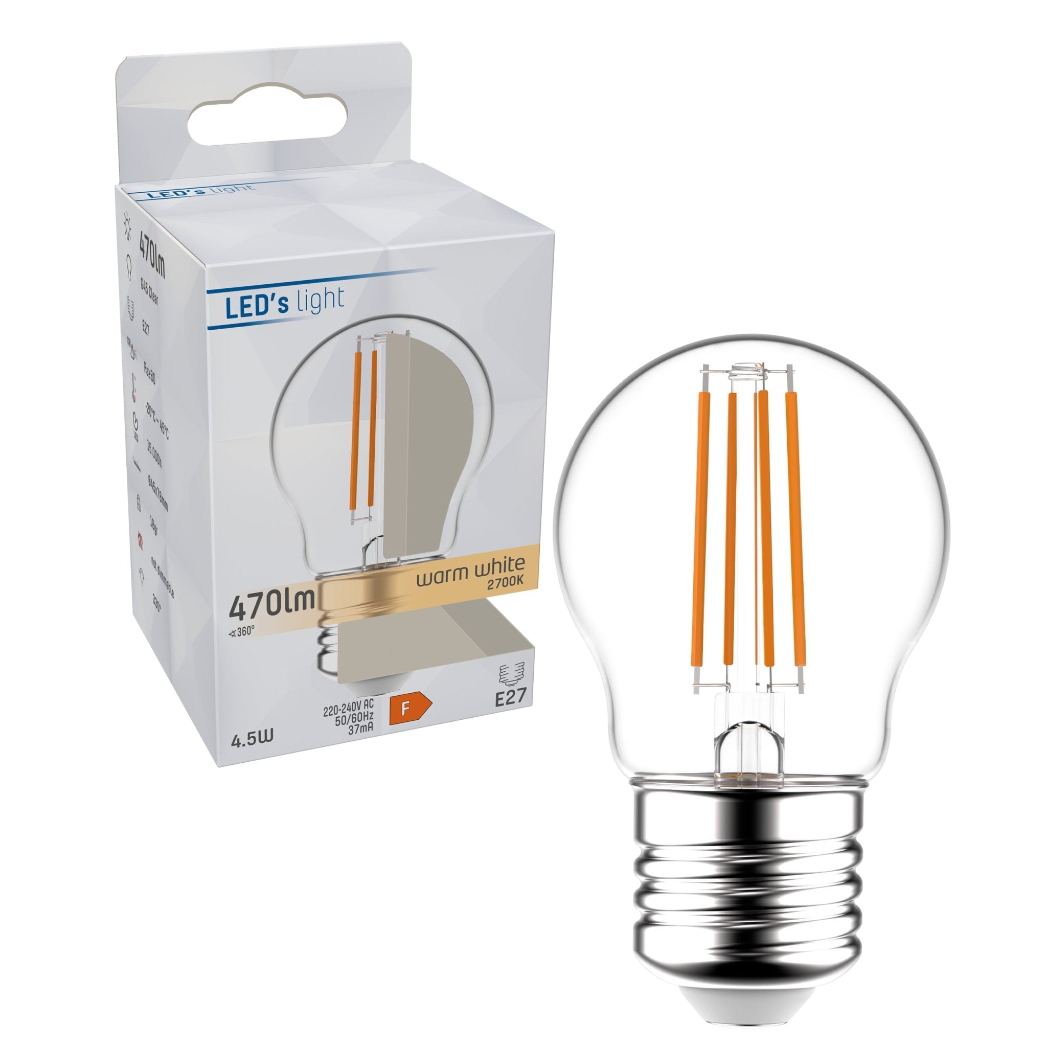 LED Lamp E27 - Helder glas - Warm wit licht - 470 lm LED Filament Lampen LED.nl