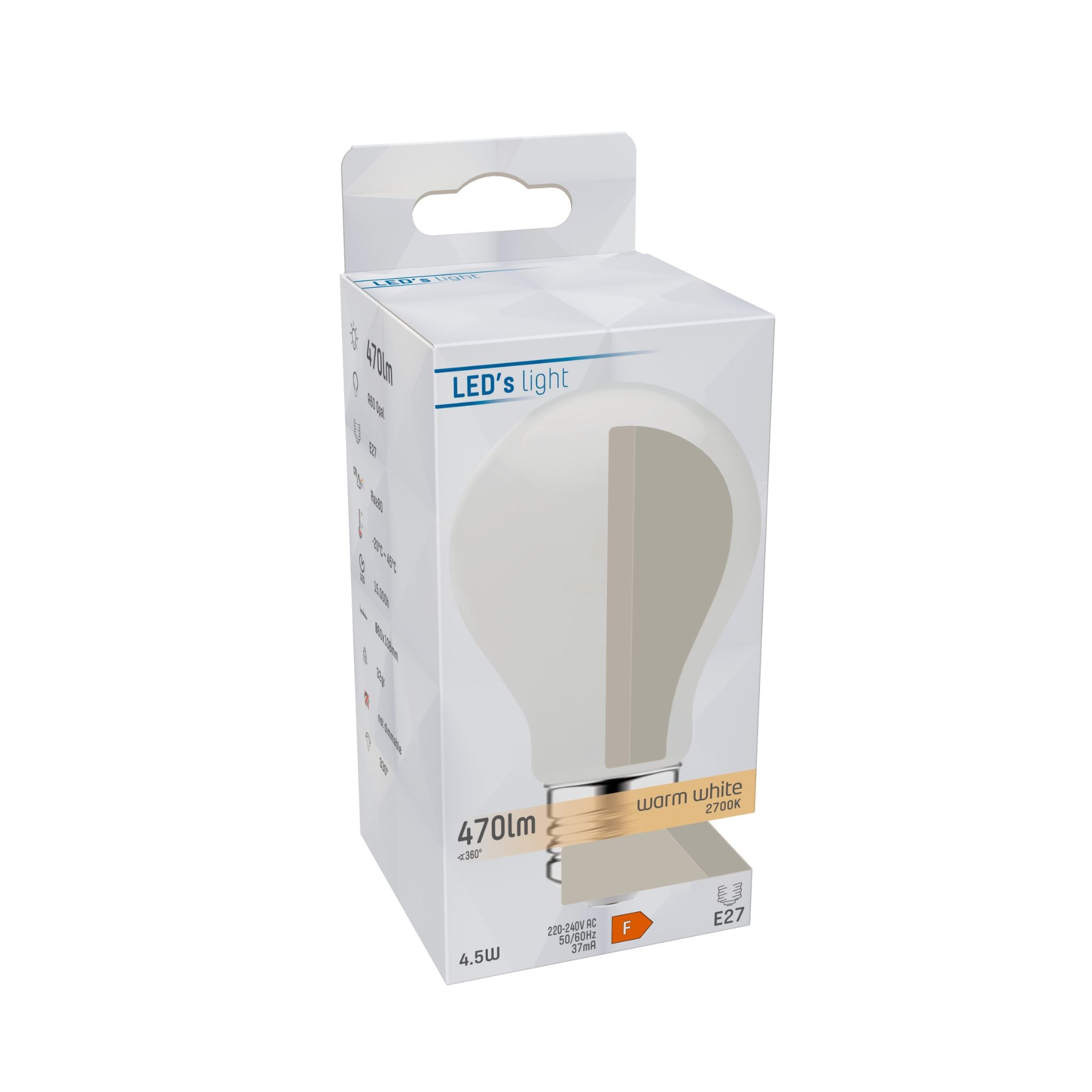 LED Lamp E27 - Mat wit glas - 4W/40W - 470 lm - Warm wit licht LED Filament Lampen LED.nl