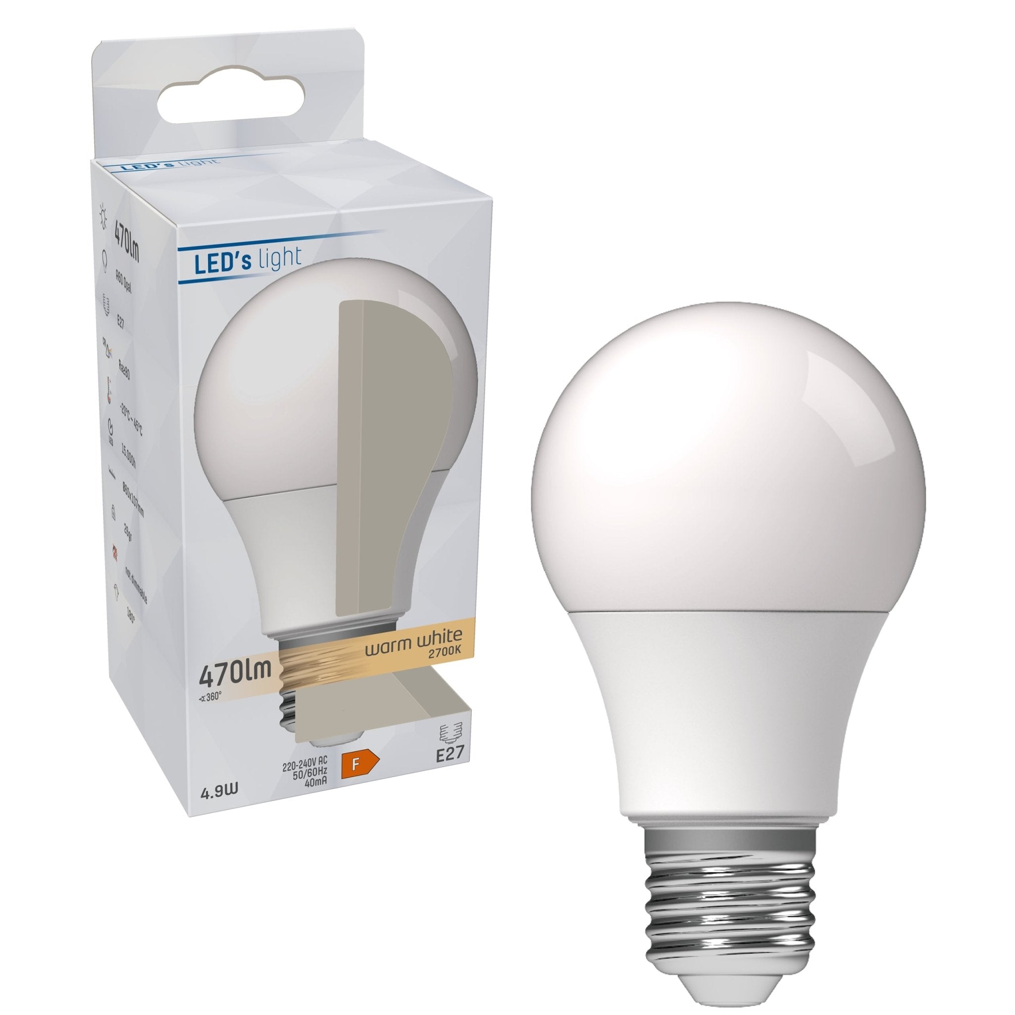 LED Lamp E27 - Mat - Warm wit - 4.9W vervangt 40W Lichtbronnen LED.nl