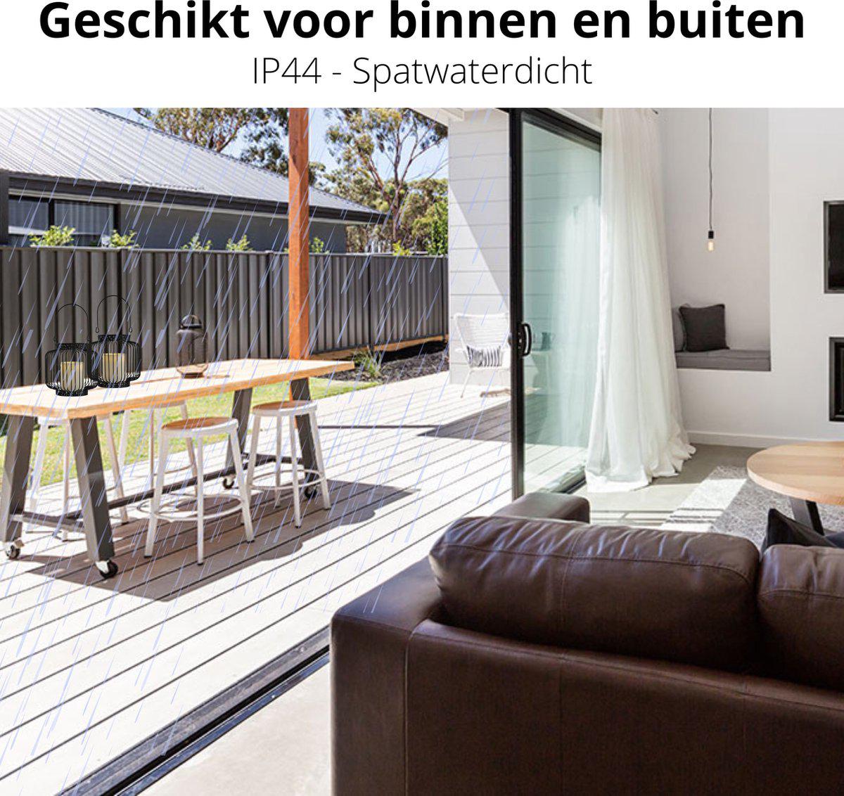 LED Lantaarn basket met LED kaars voor binnen en buiten - Draadloos op batterijen - Zwart Tafellampenen LED.nl