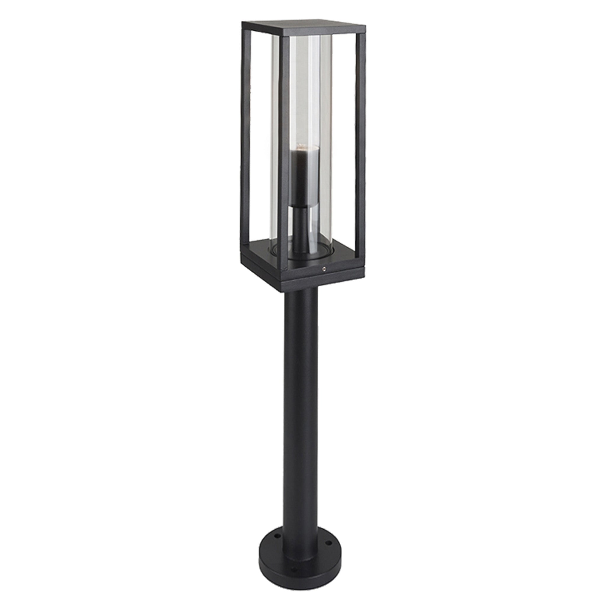 LED's Light LED Lantaarnpaal Tuinlamp met glazen ruiten - E27 fitting - IP44 - 80 cm - Zwart Lantaarns LED.nl