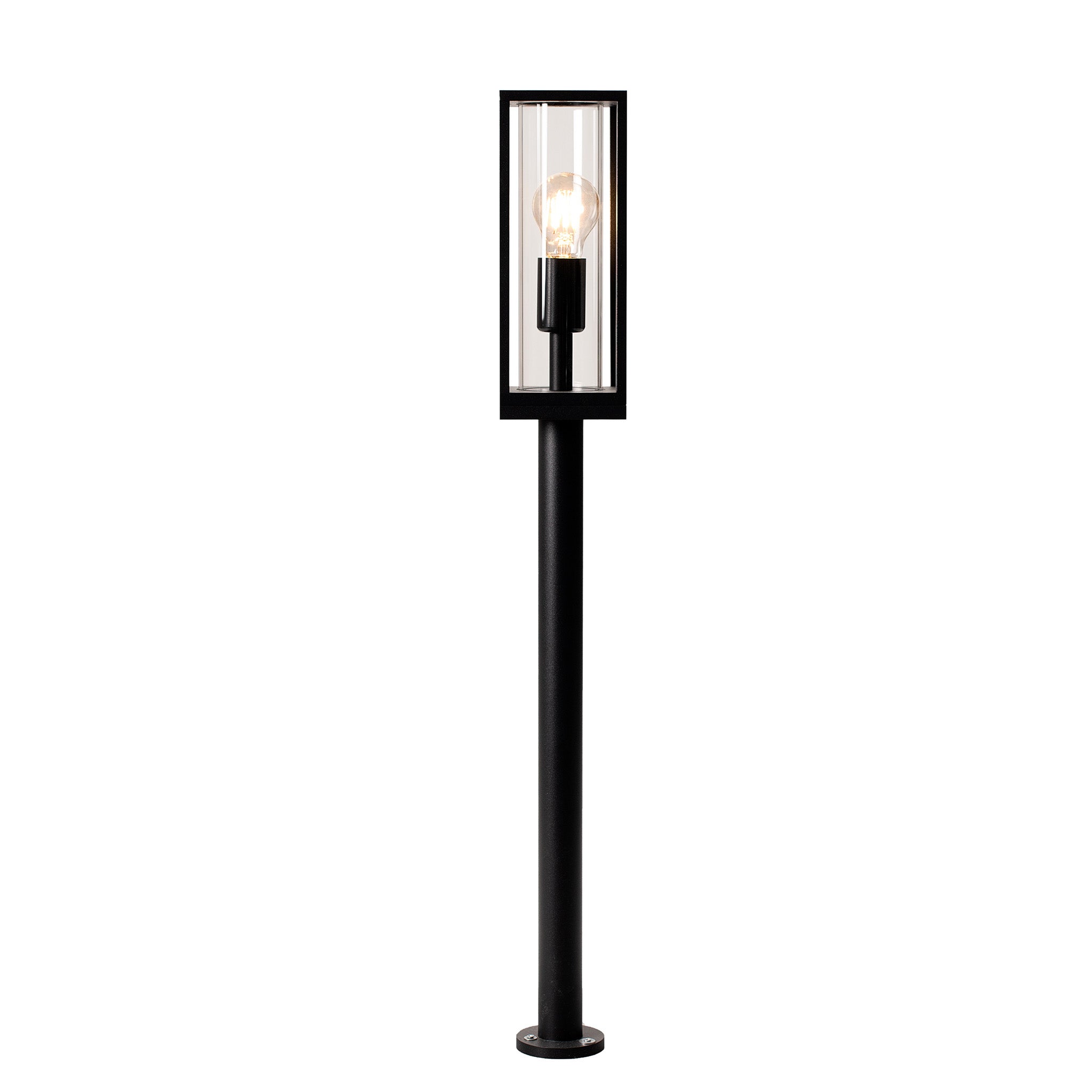 LED's Light LED Lantaarnpaal Tuinlamp met glazen ruiten - E27 fitting - IP44 - 80 cm - Zwart Lantaarns LED.nl