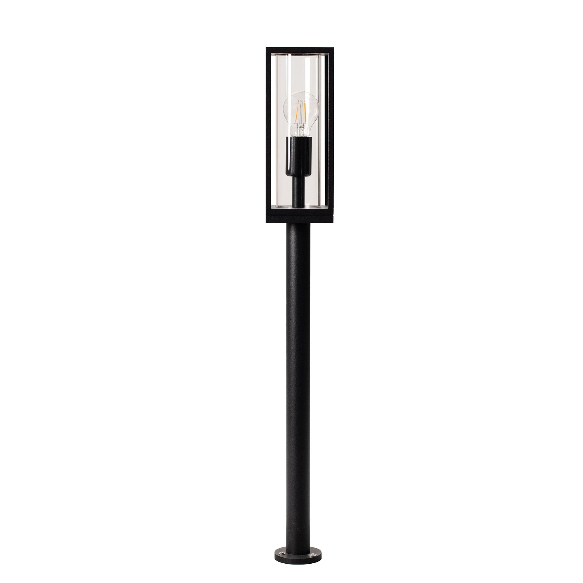 LED's Light LED Lantaarnpaal Tuinlamp met glazen ruiten - E27 fitting - IP44 - 80 cm - Zwart Lantaarns LED.nl