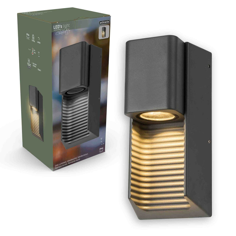 LED outdoor wall lamp with GU10 fitting - Stripes - Rimini - IP44 - Anthracite - LED.nl