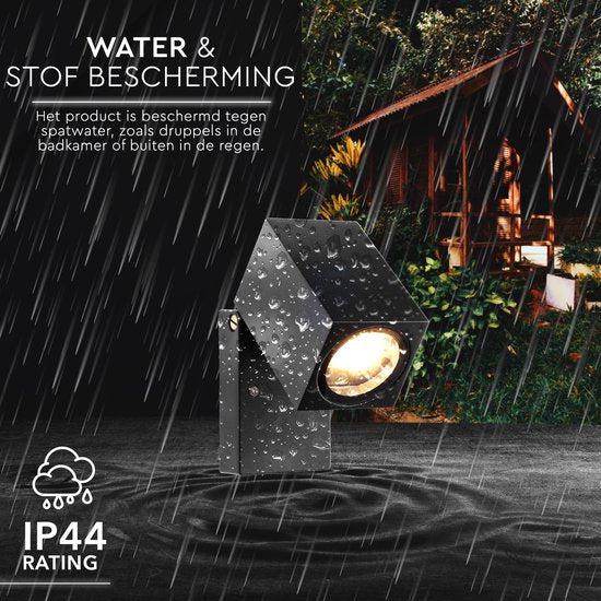 3 pack - LED's Light Kantelbare LED Buitenlamp - GU10 fitting - IP44 - Zwart - Model Lucca Spotjes LED.nl