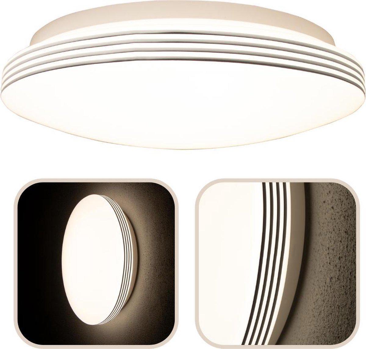LED Plafondlamp rond 35 cm met ringen - Universeel - Spatwaterdicht - Warm wit licht Plafondlampen LED.nl