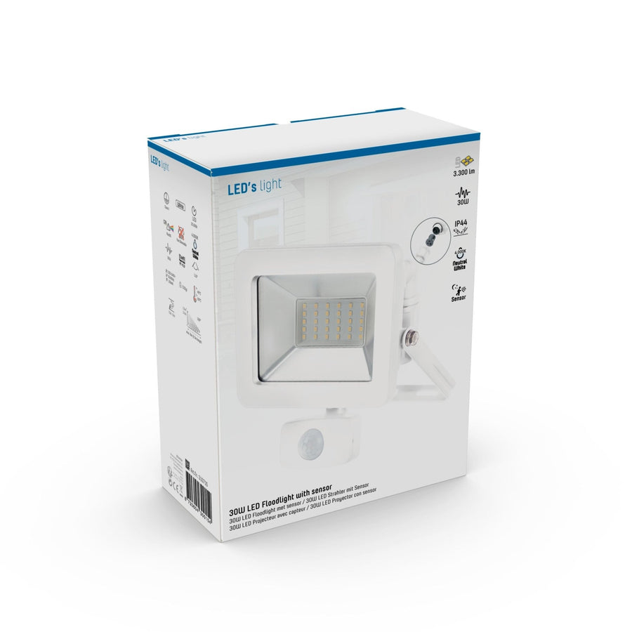 LED's Light Floodlight 3300 - With light and motion sensor - Indoor &amp; Outdoor - 30W - White - LED.nl