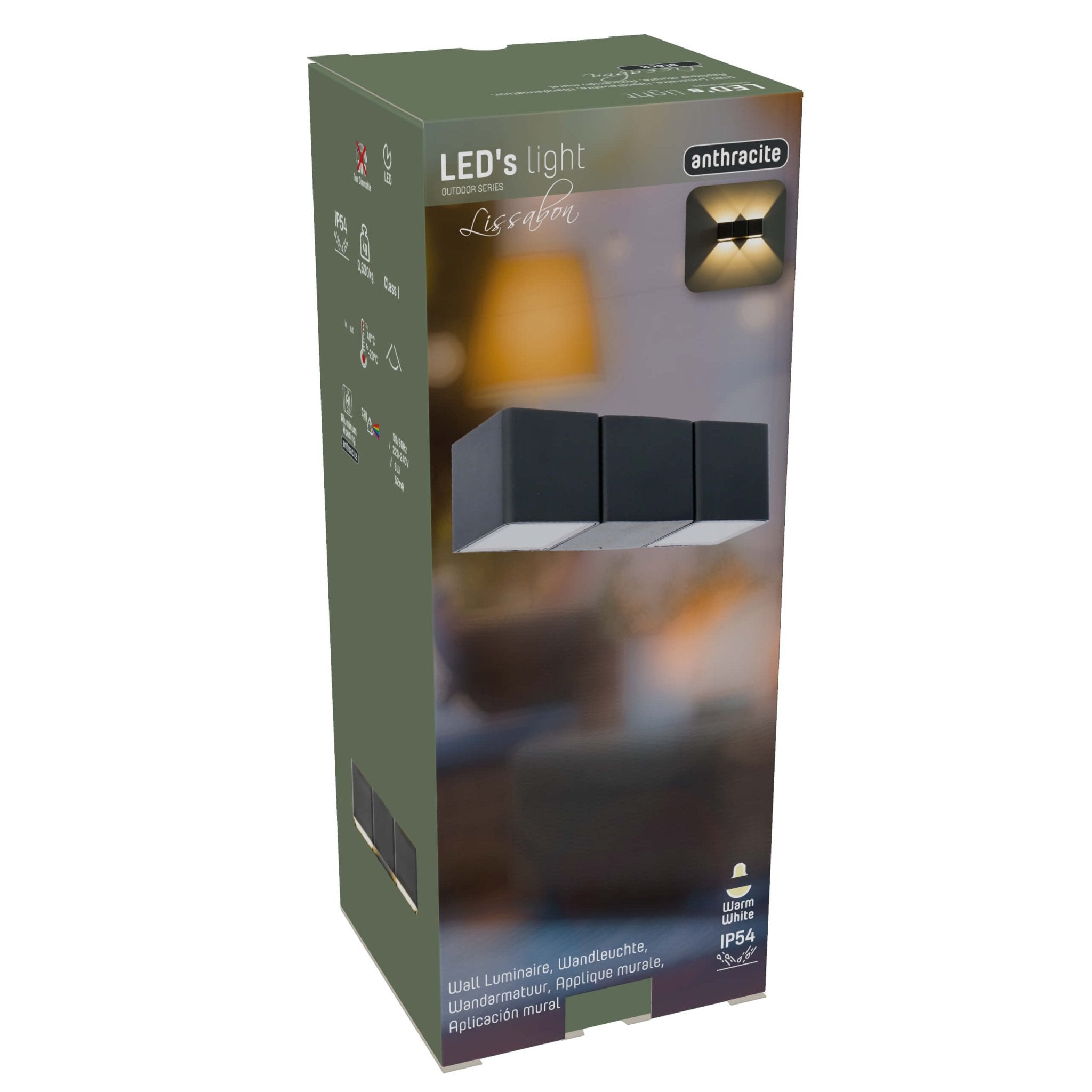 LED Wandlamp buiten - 4 lichts - Warm wit licht - IP54 - Aversa - Antraciet - LED.nl