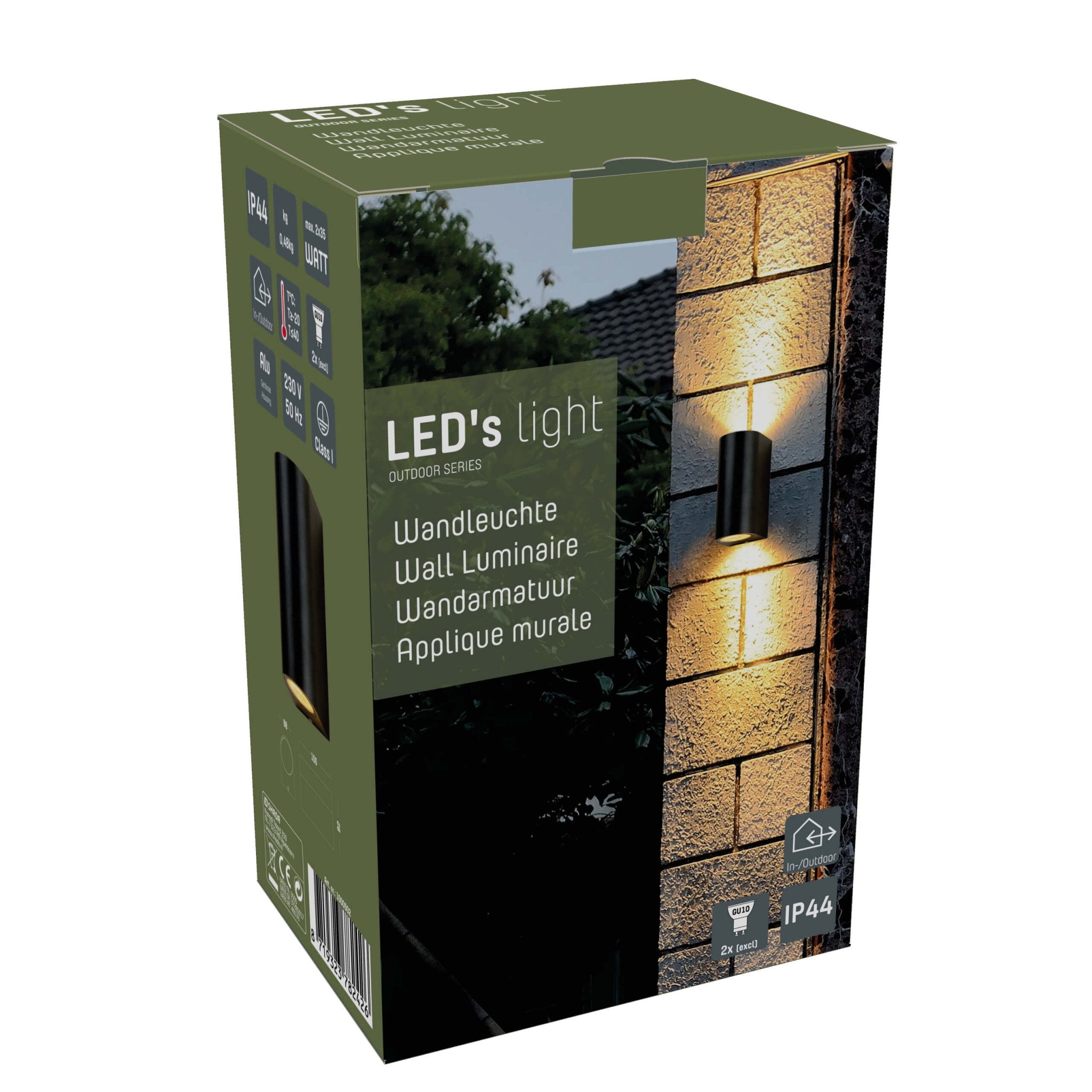 LED wandlamp buiten - Cilinder met 2 x GU10 fitting - Sapri - IP44 - Zwart - LED.nl