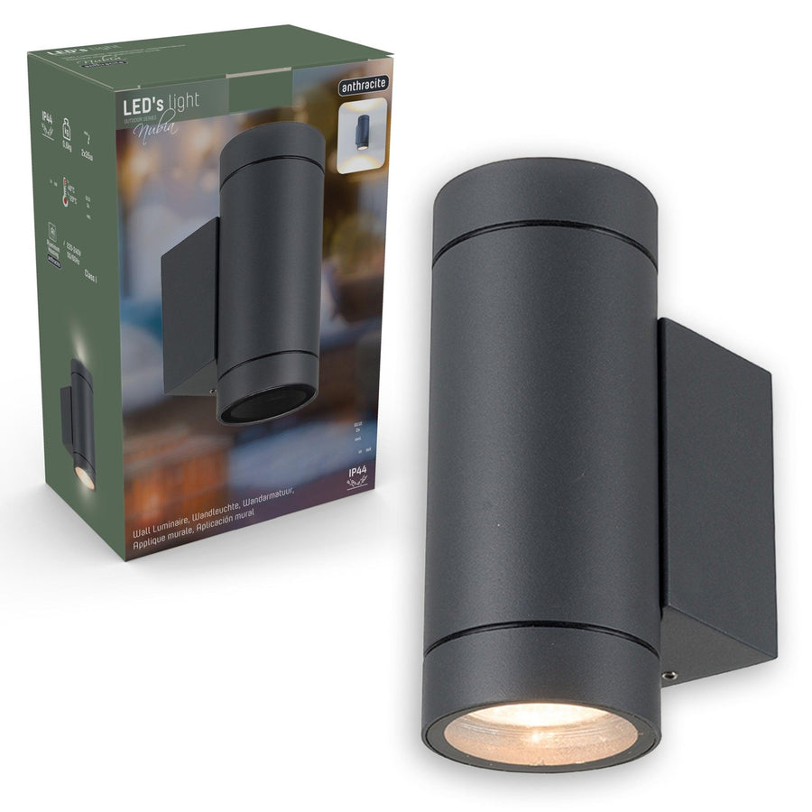LEDs Light Up &amp; Down Light Wall Lamp - 2x GU10 fitting - IP44 - Anthracite - Model Carpi - LED.nl