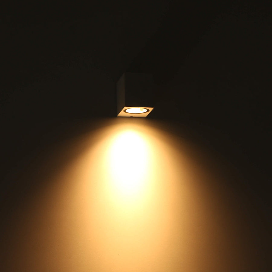 NØRD Down - LED's Light LED Wandlamp Buiten met GU10 fitting - Vierkant - IP44 - Wit - Model Rome Wandlampen LED.nl