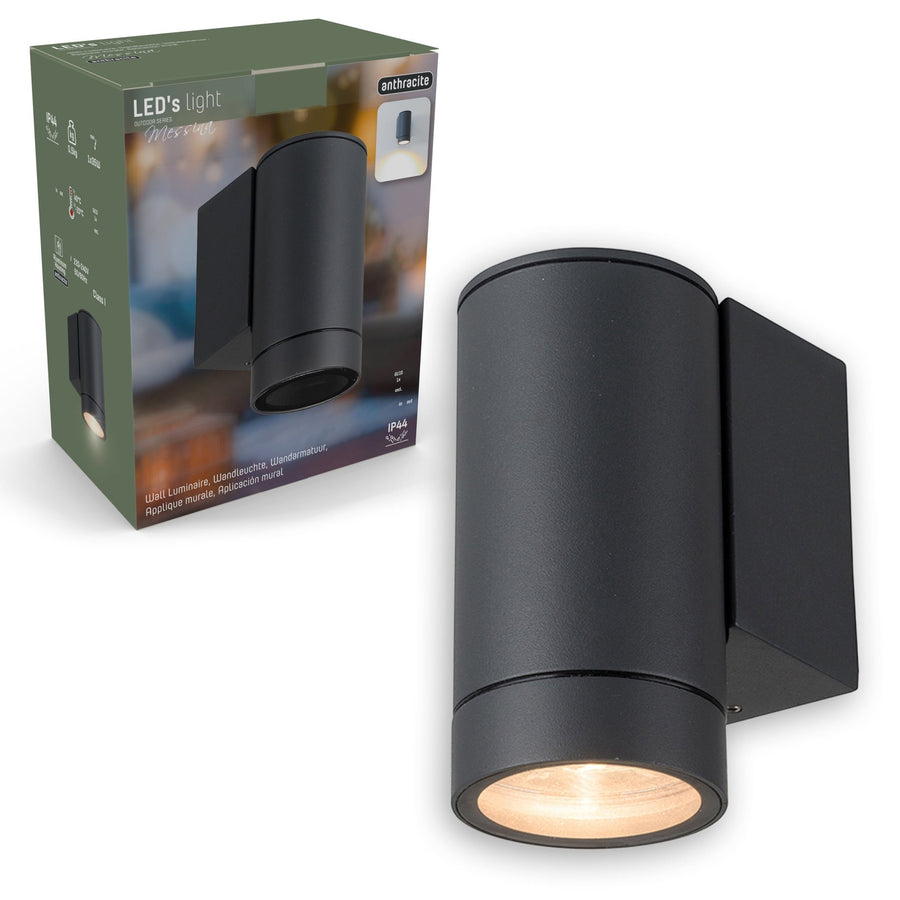 LED's Light Outdoor Wall Lamp - GU10 fitting - IP44 waterproof - Anthracite - Model Carpi - LED.nl