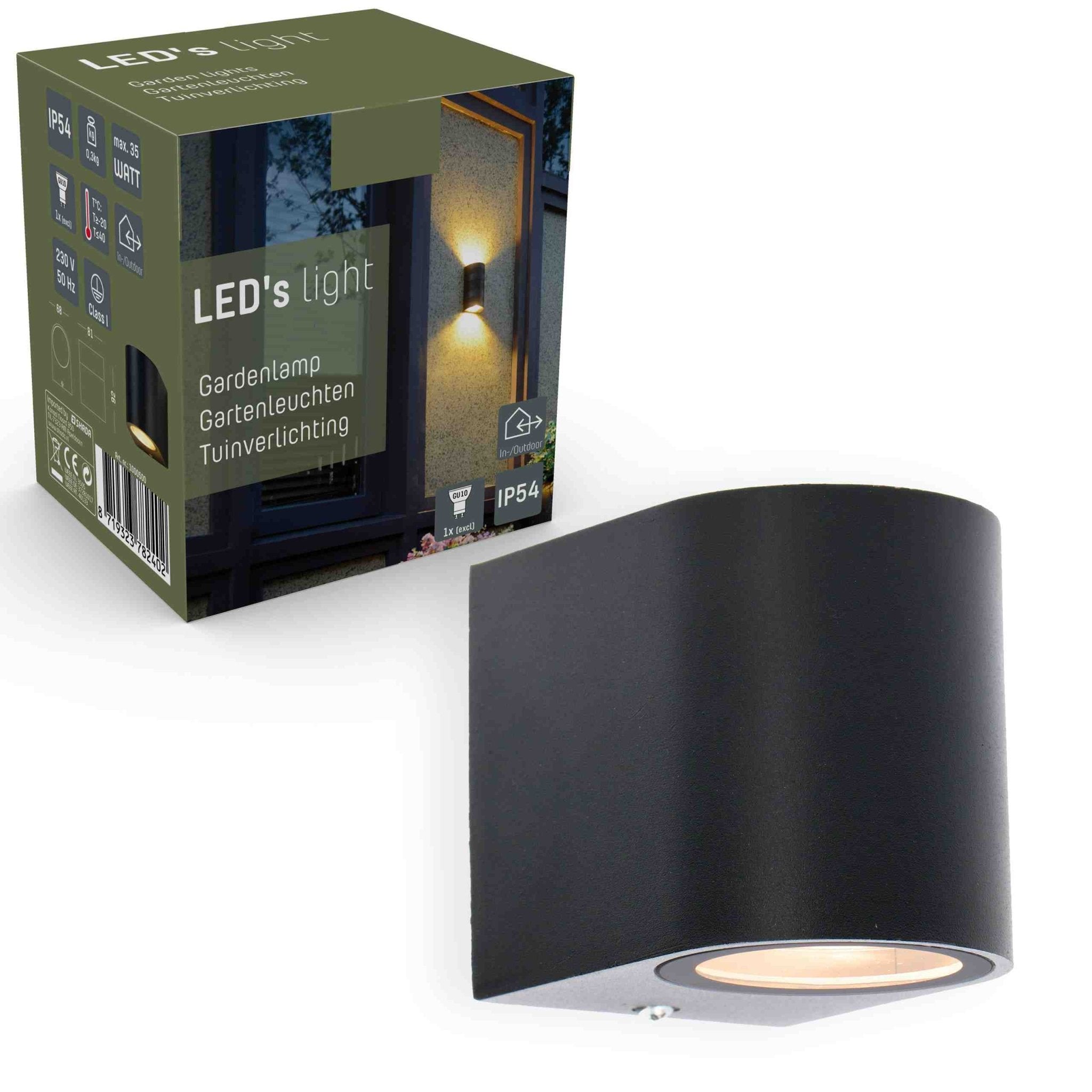 5 pack - LED's Light LED Wandlamp buiten met GU10 fitting - Rond - Model San Marino - IP44 - Zwart Wandlampen LED.nl