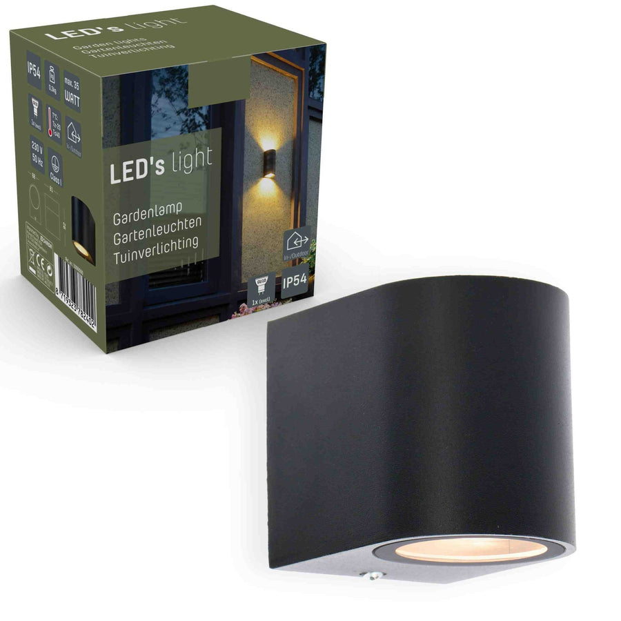 LED's Light LED Wall lamp outdoor with GU10 fitting - Round - Model San Marino - IP44 - Black - LED.nl