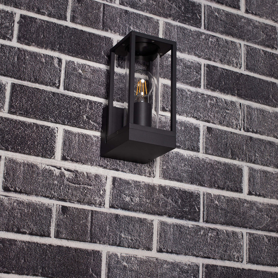 2 pack - LED's Light LED Wandlamp met glazen ruiten - Rechthoek - E27 fitting - IP44 - Antraciet Wandlampen LED.nl