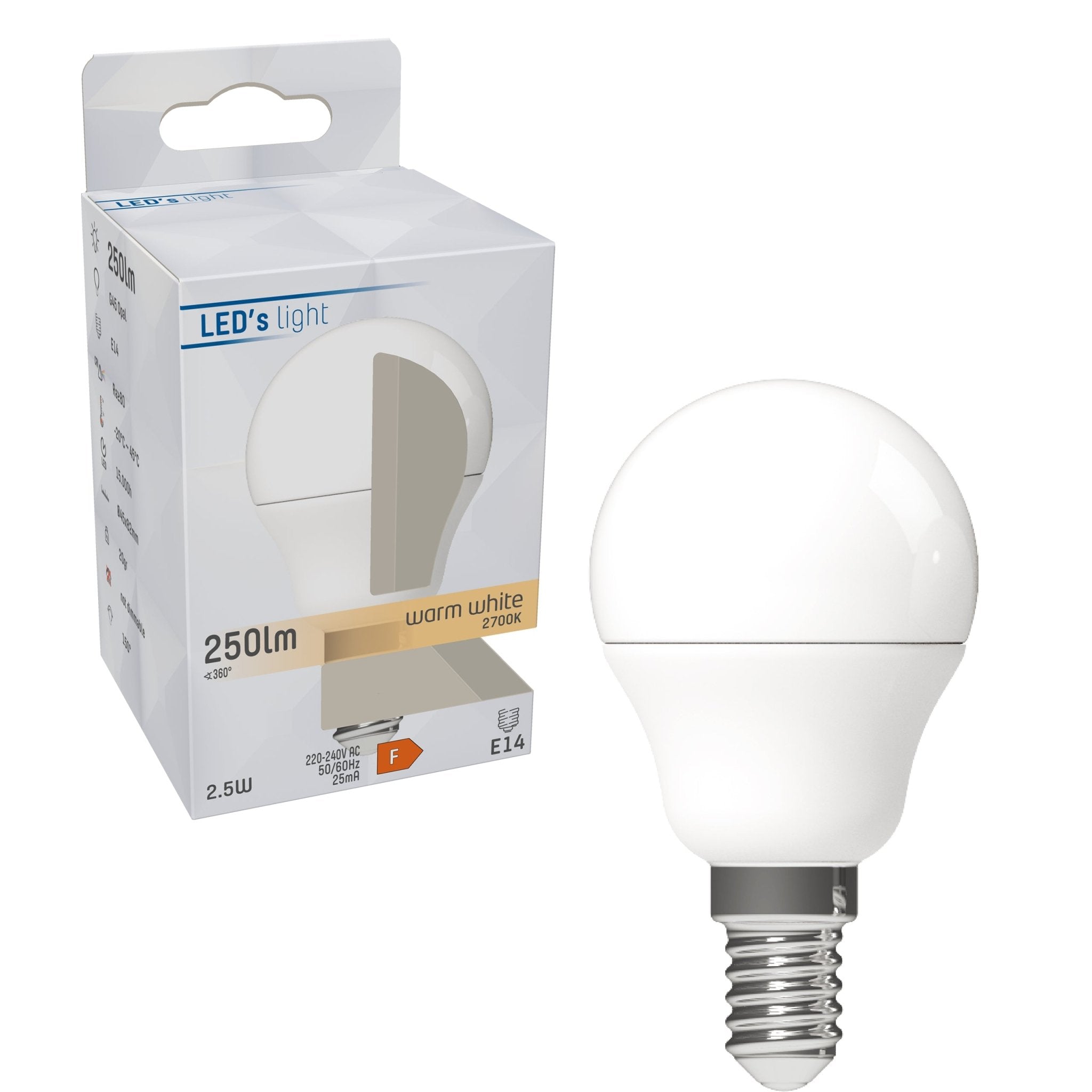 LED E14 Lamp rond - 250 lm - Warm wit licht - 1 lamp Lichtbronnen LED.nl