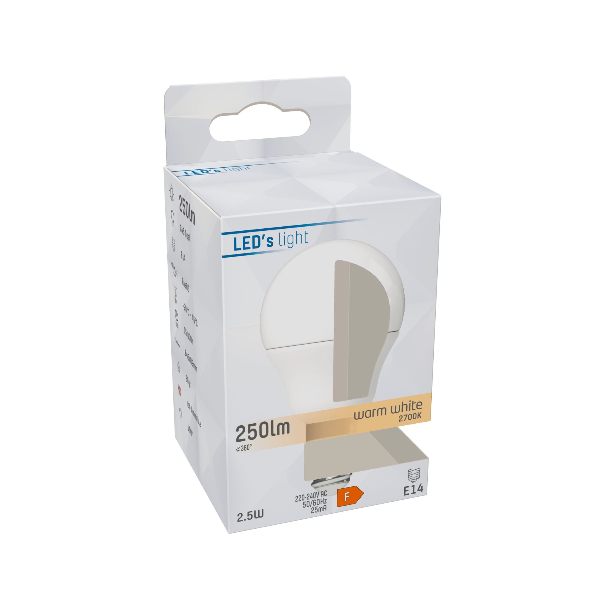 LED E14 Lamp rond - 250 lm - Warm wit licht - 1 lamp Lichtbronnen LED.nl