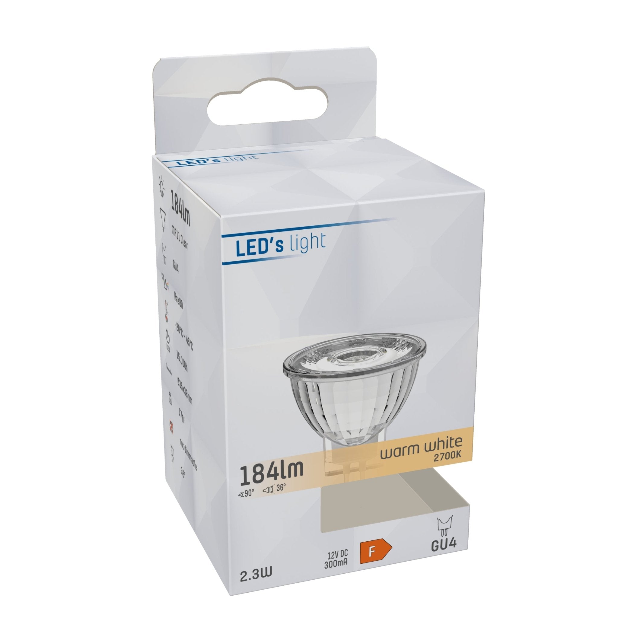 LongLife LED Lamp GU4 - MR11 - Warm wit licht - 2W vervangt 20W Spotjes LED.nl