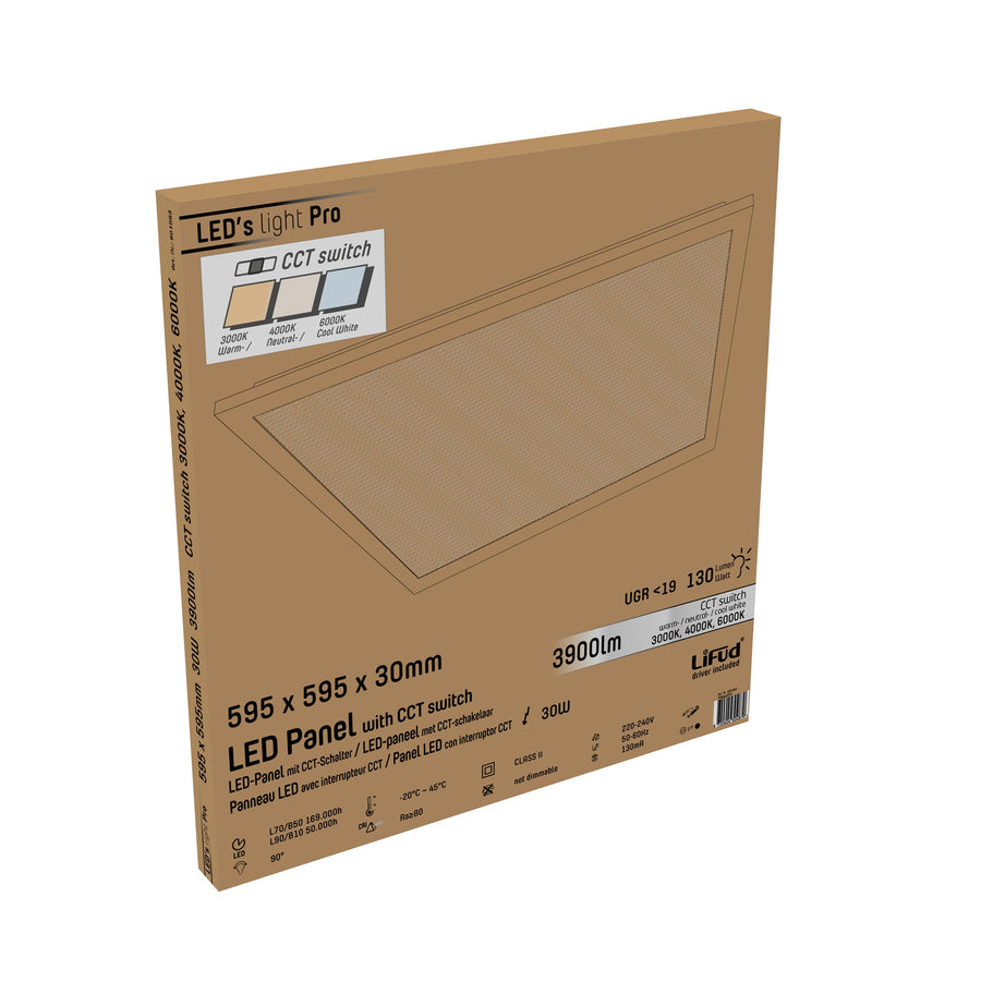 LongLife LED Panel 60 x 60 cm - Light color dimmable from warm to cold white - 130 lm/w - LED.nl