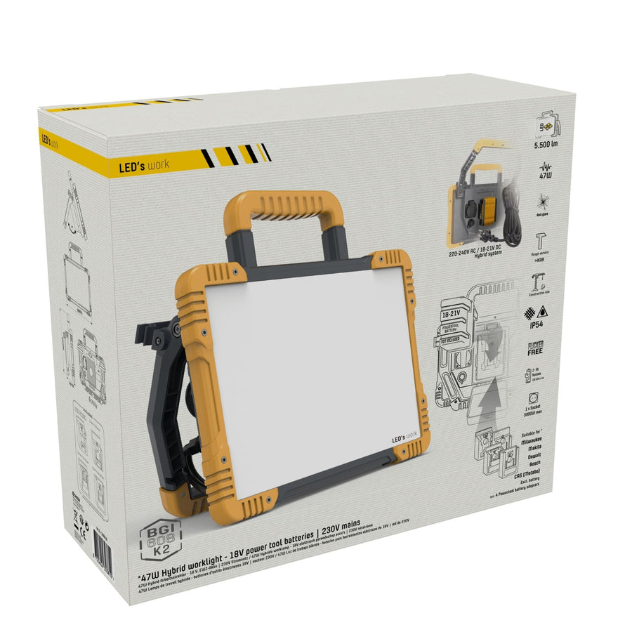 LED's Light Hybrid LED Construction Lamp 5500 - Wired and wireless use - IP54 - Rough Service Tested - 47W - LED.nl