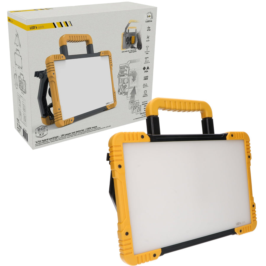 LED's Light Hybrid LED Construction Lamp 5500 - Wired and wireless use - IP54 - Rough Service Tested - 47W - LED.nl
