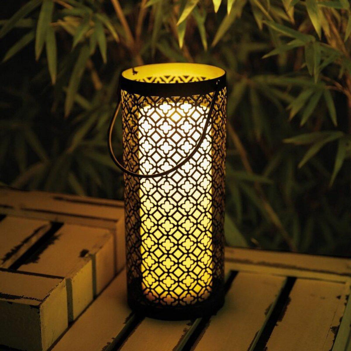 Oosterse LED tafellamp lantaarn voor binnen en buiten - Draadloos op batterijen - Zwart Tafellampenen LED.nl