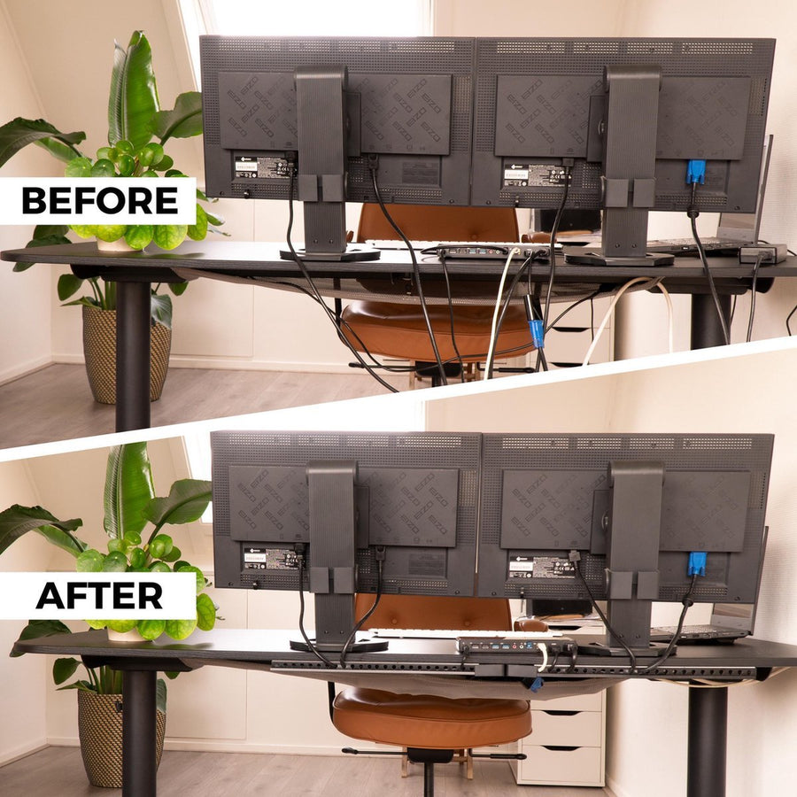 OrgaNice Cable Tray Set - Self-adhesive organizer for Desk &amp; TV - White - LED.nl