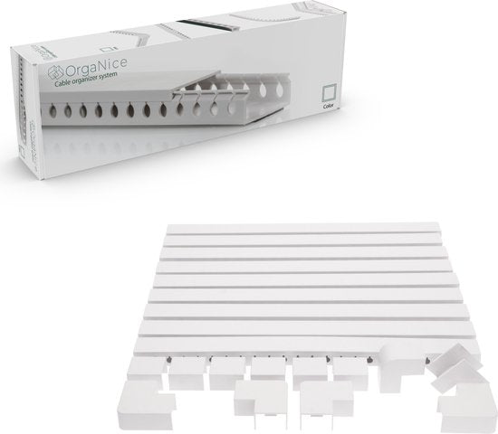 OrgaNice Cable Tray Set - Self-adhesive organizer for Desk &amp; TV - White - LED.nl