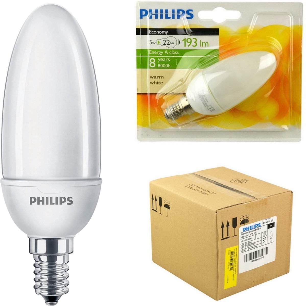 Philips Softone E14 Spaarlamp - Kaarsvormig - Mat - 5W vervangt 22W - Warm wit licht Spaarlampen LED.nl