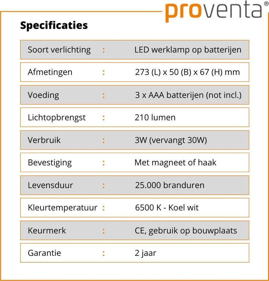 LED's Work Draagbare LED Looplamp 180 - Met magneet en haak - Werkt op batterijen Looplampen LED.nl