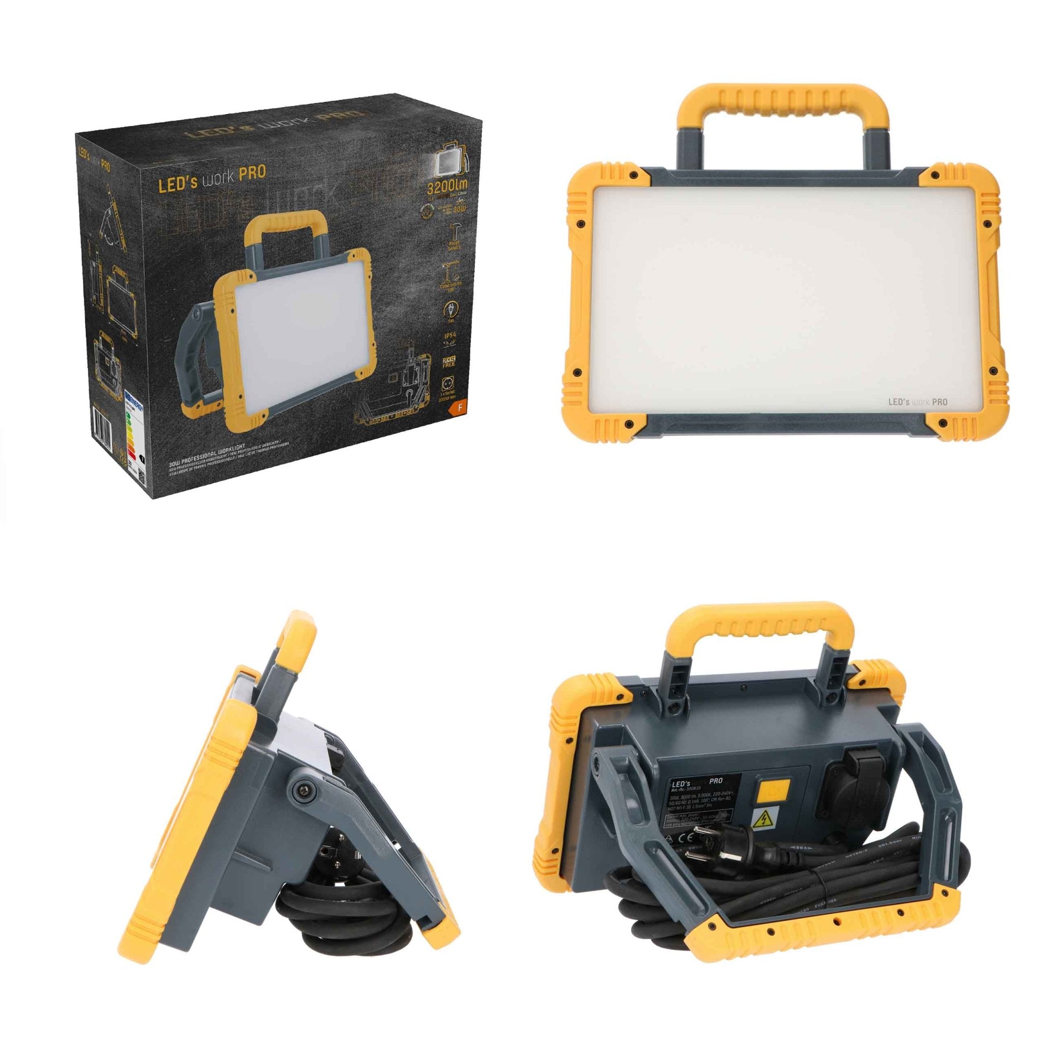 LED's Work Premium LED Werklamp 3200 - 5 meter kabel - Rough Service Tested - IP54 waterdicht - 30W Bouwlampen LED.nl