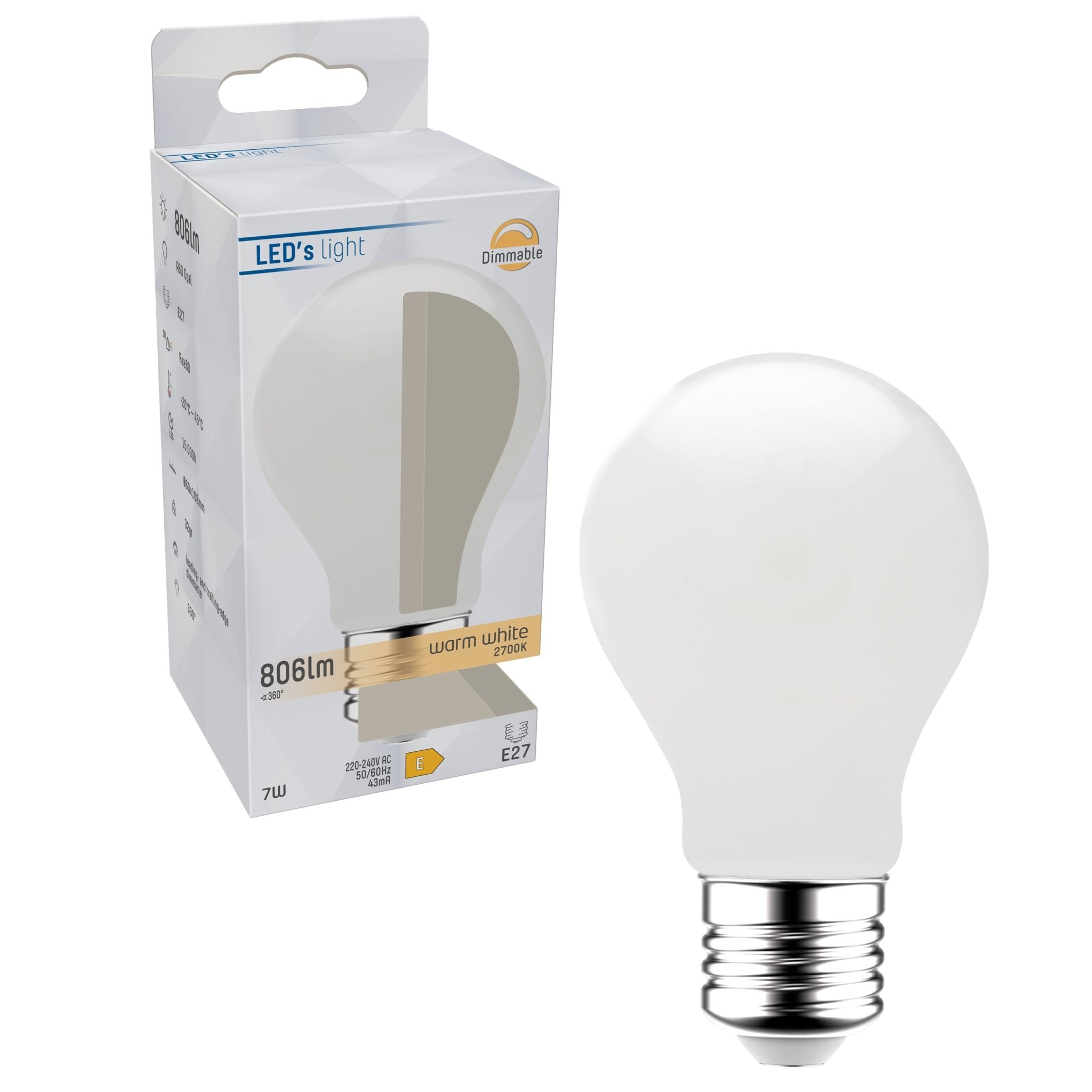 ProDim LED Filament Lamp E27 - Melkglas - Dimbaar warm wit licht - 7W vervangt 60W Dimbare filament lampen LED.nl