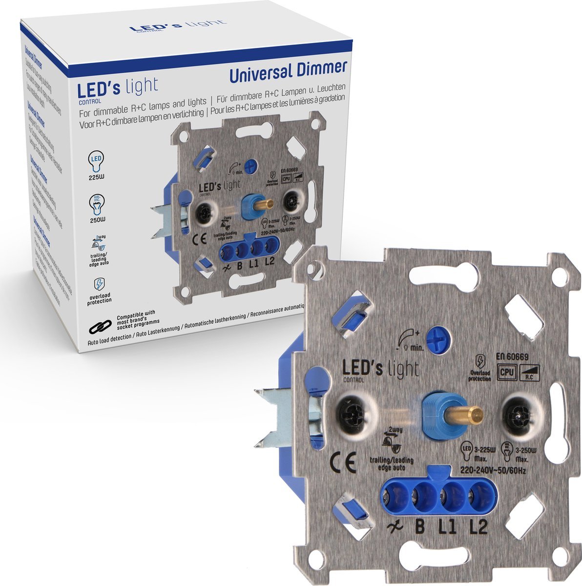 Professional Complete Dimmer voor alle dimbare (LED) lampen - Fase afsnijding aansnijding - Zwart - LED.nl