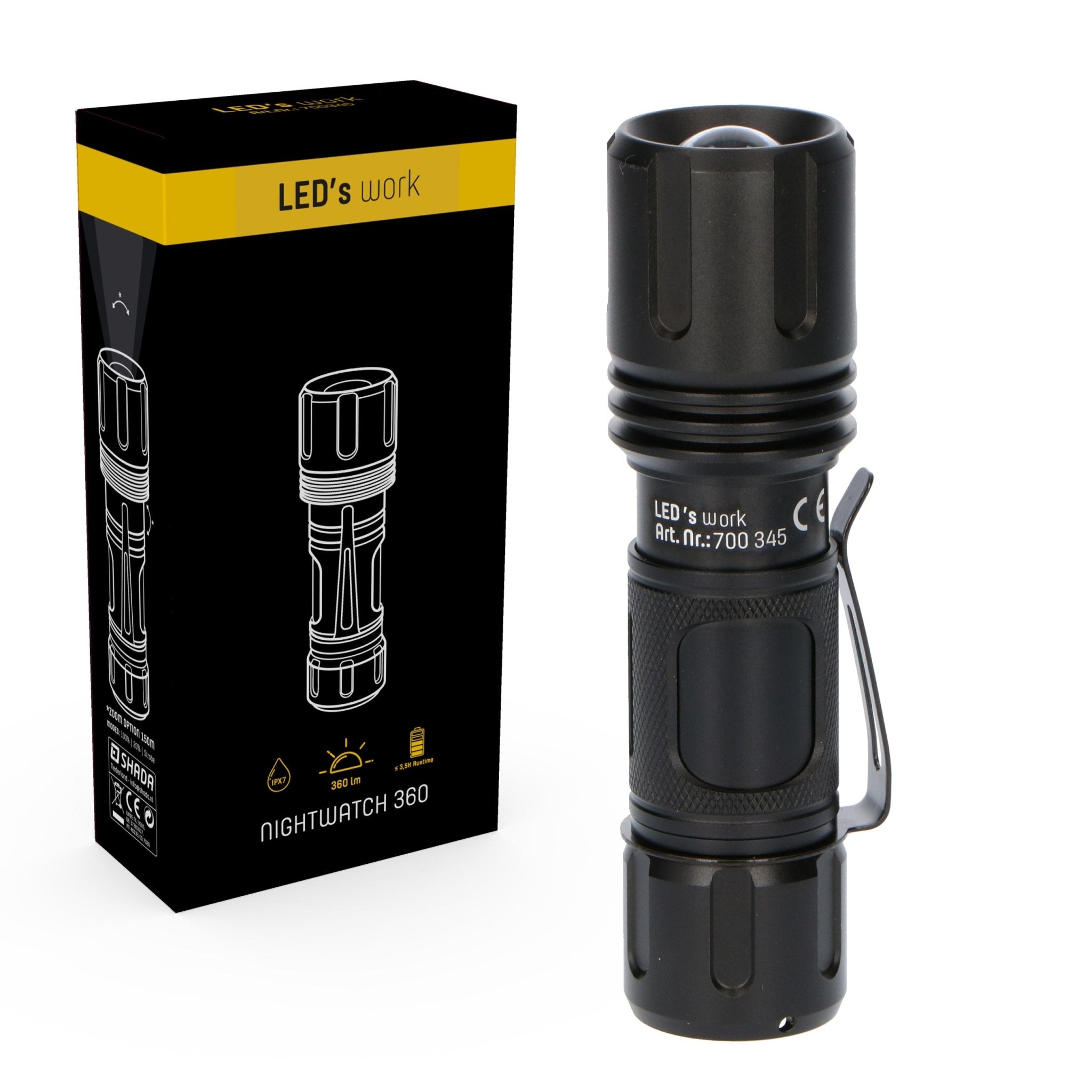 LED's Work Professional LED Zaklamp met Zoomfunctie 360 - Waterdicht - Dimbaar Zaklampen LED.nl