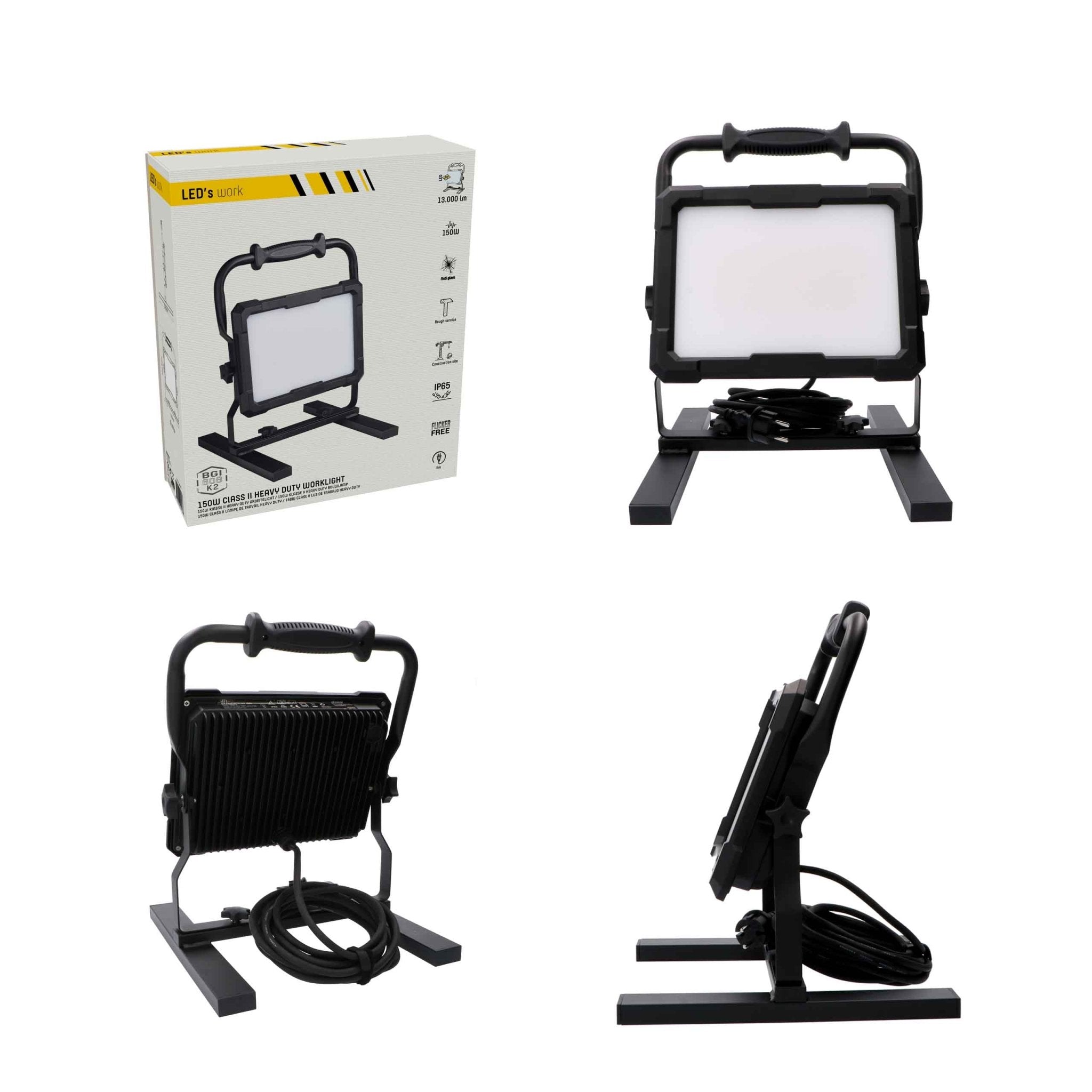 LED's Work Professionele LED Bouwlamp 13000 - Rough Service Tested - 5 meter snoer - 150W - IP65 Bouwlampen LED.nl
