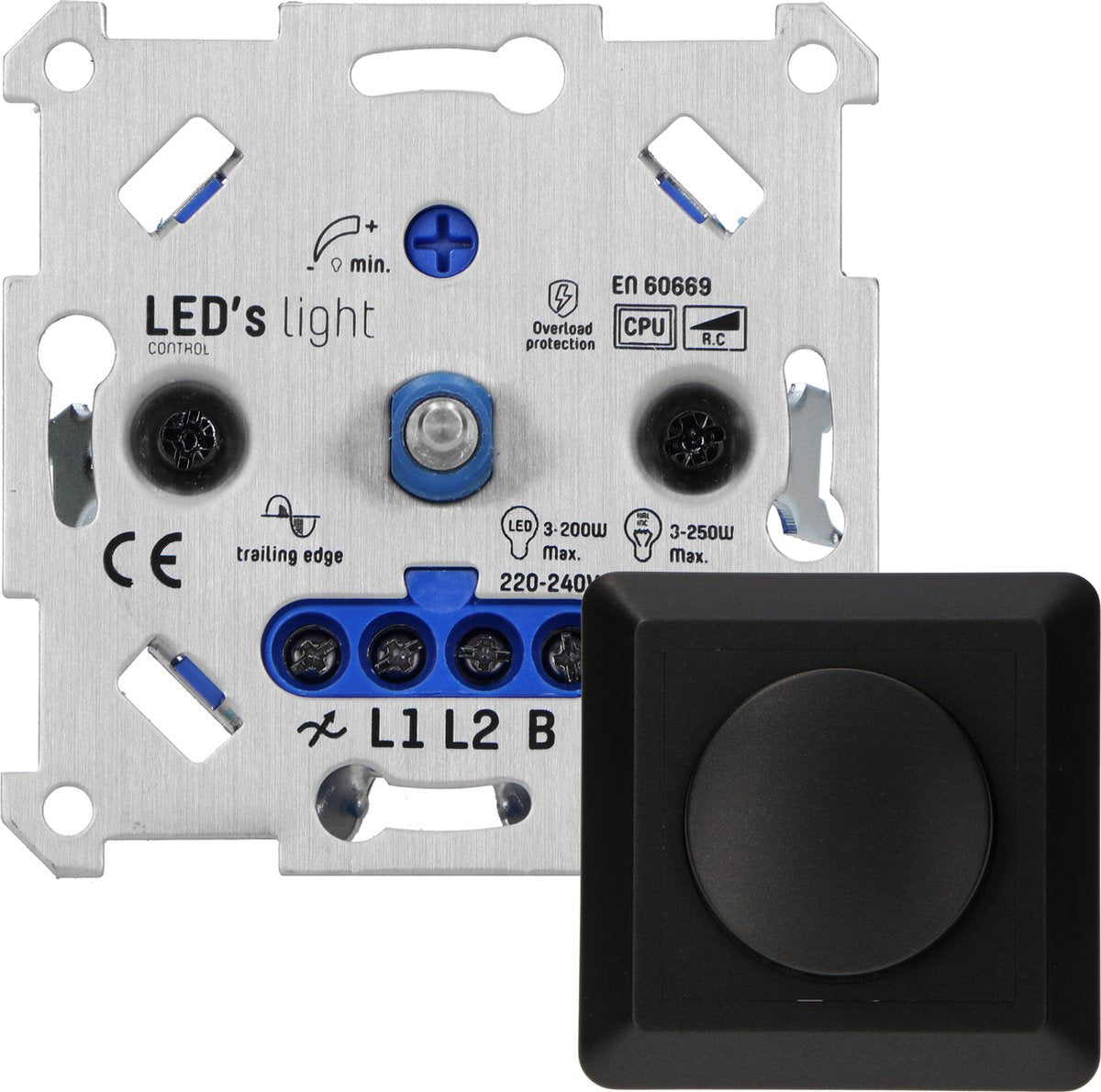 Proventa Premium LED Dimmer compleet met afdekraam - Universeel voor alle dimbare lampen - Zwart Dimmers LED.nl