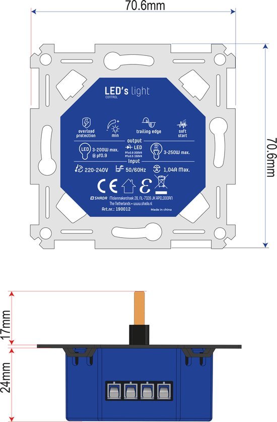 Proventa Premium LED Dimmer compleet met afdekraam - Universeel voor alle dimbare lampen - Zwart Dimmers LED.nl