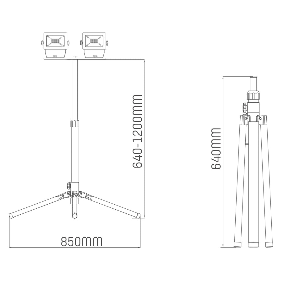 LED's Work Construction Lamp with DUO Tripod 4250 - IP54 waterproof - Height adjustable up to 1.20 meters - LED.nl
