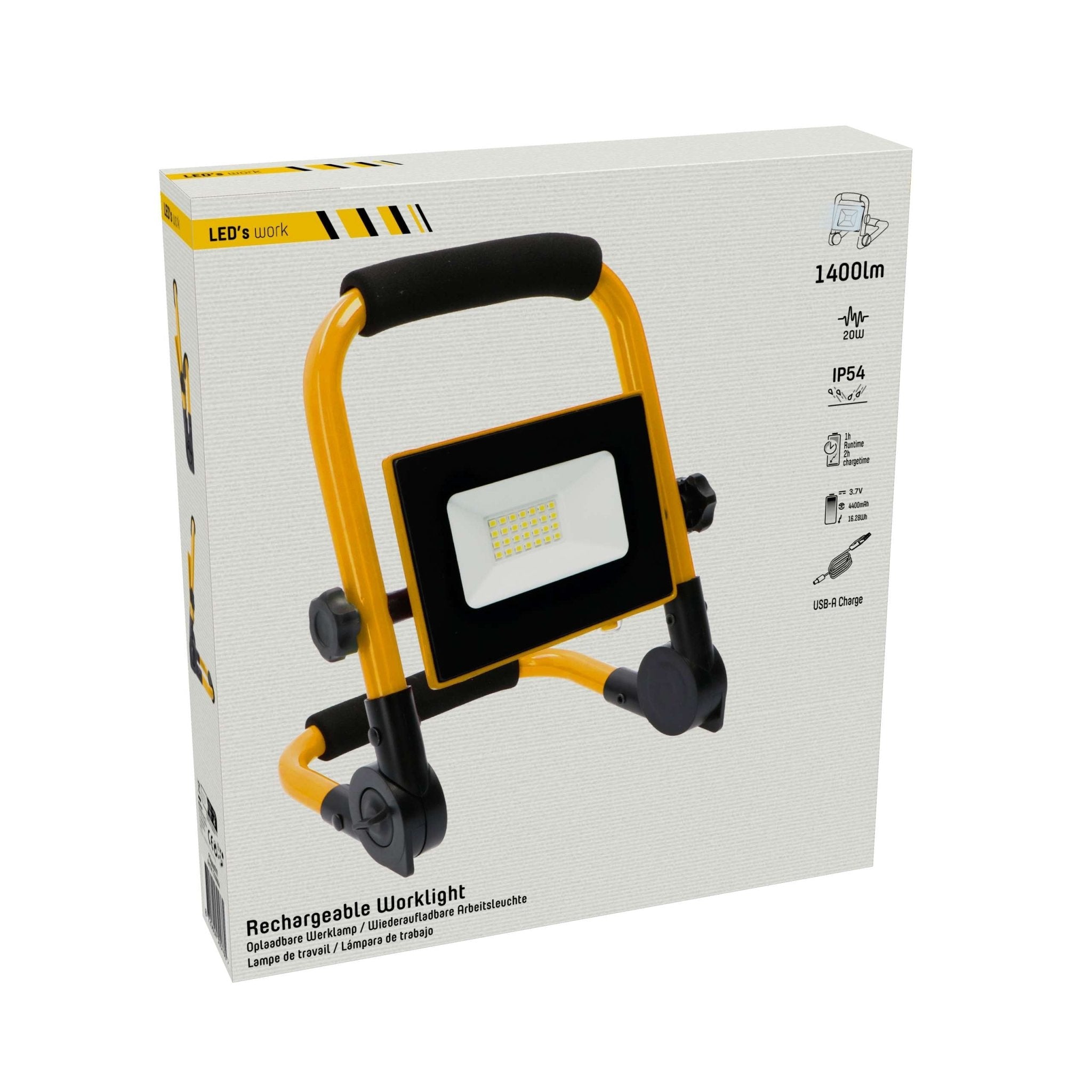 LED's Work Bouwlamp 1400 - Inklapbaar & Draaibaar - Stof- en waterbestendig - 20W Werklampen LED.nl