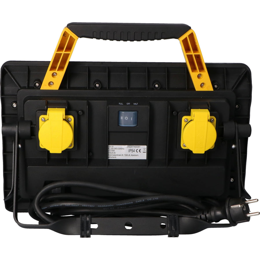 LED's Work Construction Lamp 5000 - 2 extra sockets - 5 meter cord - IP54 water and dust resistant - LED.nl