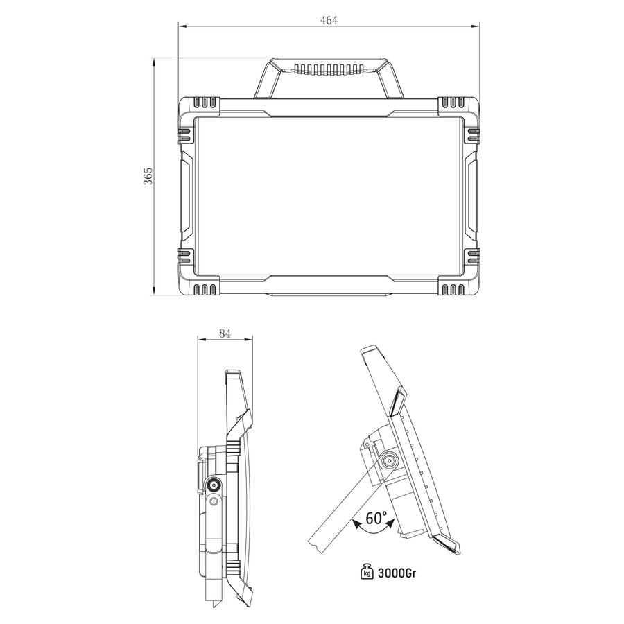 LED's Work Construction Lamp 9200 - 2 extra sockets - 5 meter cord - IP54 water and dust resistant - LED.nl