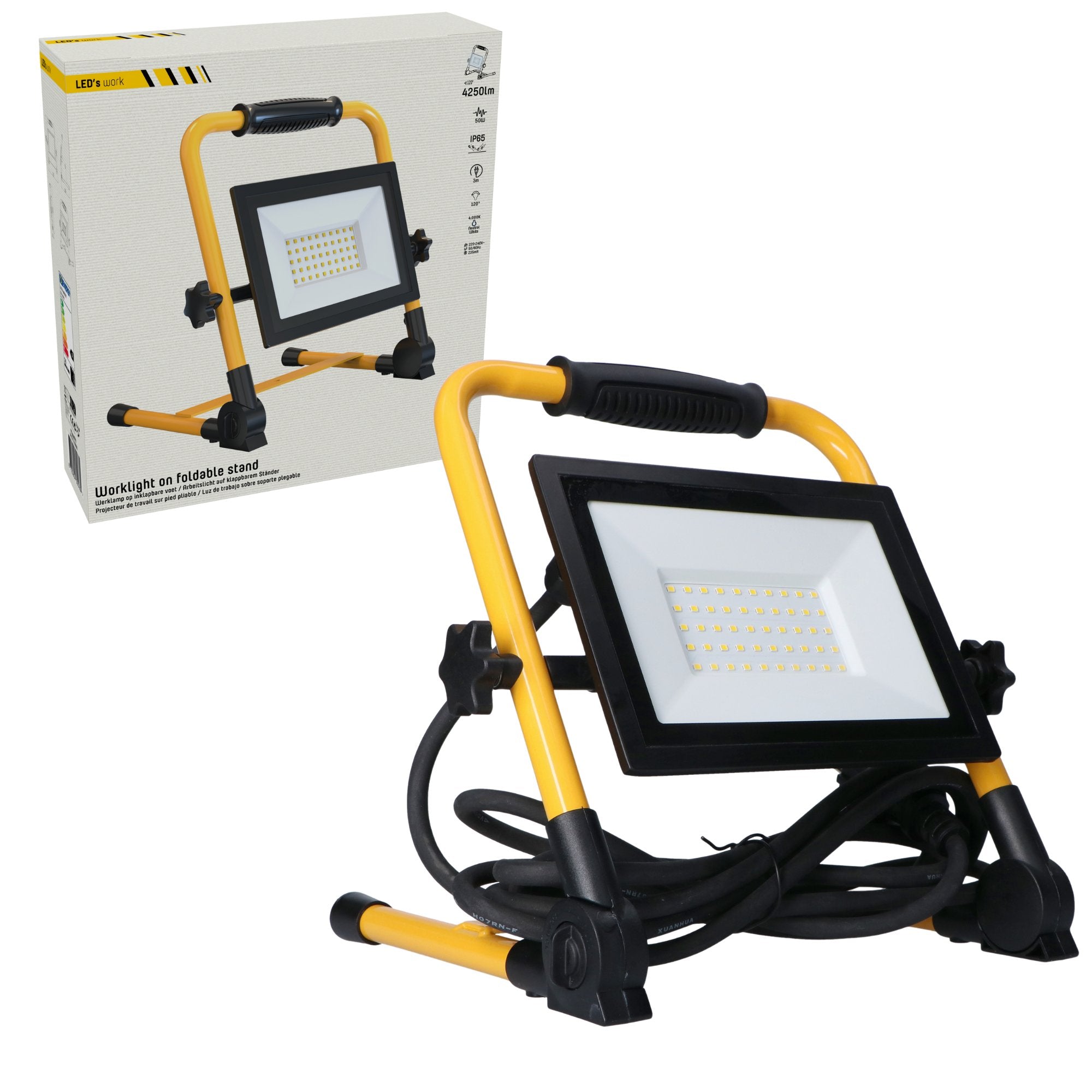 LED's Work Werklamp 4250 - 3 meter snoer - Olie- en zuurbestendige kabel - IP65 waterdicht - 50W Bouwlampen Led.nl