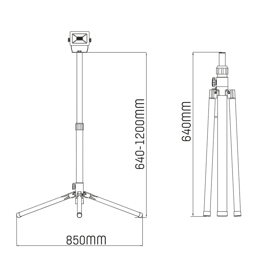 LED's Work 1 x 20W ProWork Tripod LED Bouwlamp op statief - In hoogte verstelbaar - 2125 lm Bouwlampen Led.nl