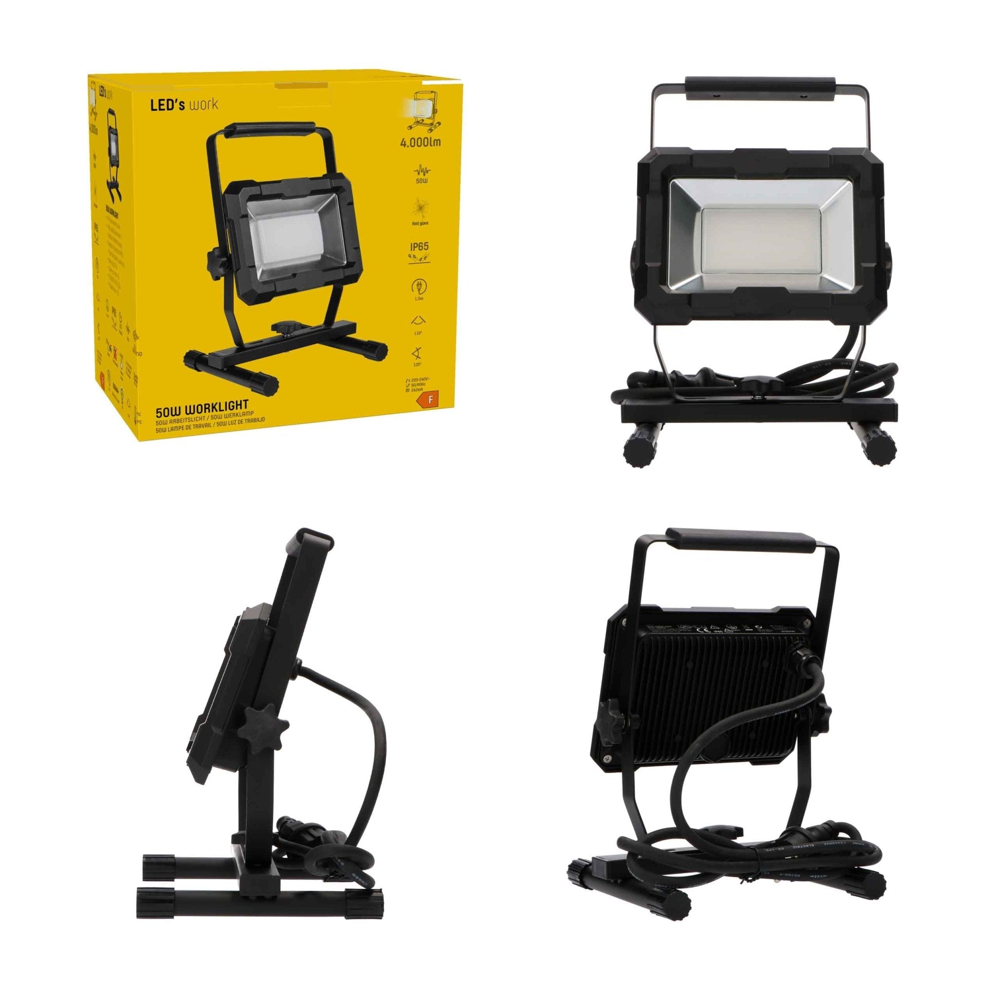 LED's Work Werklamp 4000 - Robuuste behuizing - Extra sterk snoer 150 cm - IP65 waterdicht - 50W Werklampen LED.nl