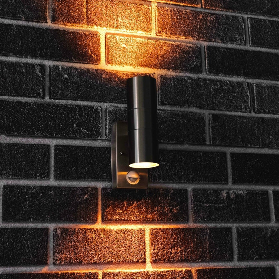 LED's Light stainless steel LED Outdoor Lamp with Motion Sensor - 2 lights up &amp; down - IP44 - Silver - LED.nl