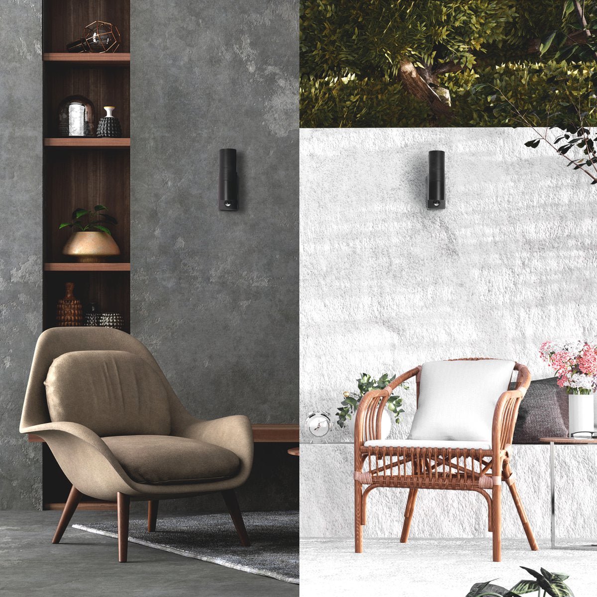 LED's Light RVS LED Buitenlamp met Bewegingssensor - 2 lichts up & down - IP44 - Zwart Buitenlampen LED.nl